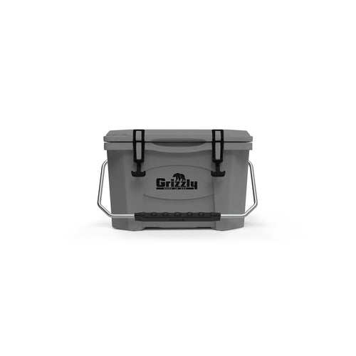 20 Cooler Grizzly | 20 qt Ice Chest Durable Rotomolded Insulated | Made in USA | Warranty for Life | For Beach Boat Camping Fishing Hunting | G20 | Gray