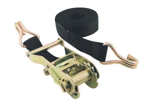 1.5" x 15' Erickson 51330 Black Medium Duty Ratcheting Tie-Down Strap with double J-hook, 4000 lb Load Capacity