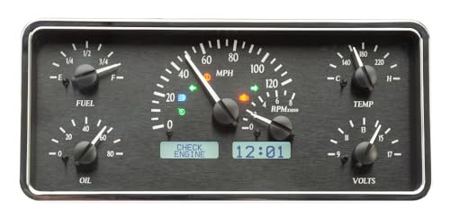 Dakota Digital VHX-63J-WAG-K-W Gauge System Analog Dash Compatible with Jeep 1963-72 Wagoneer & J Trucks, 1967-72 Jeepster Commando, Black Alloy Style, White Backlighting
