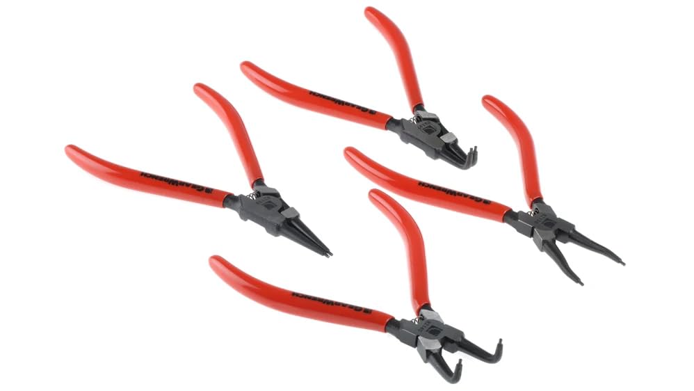 4 Piece GEARWRENCH Fixed Tip Internal & External Snap Ring Plier Set, 7" - 82150, Red