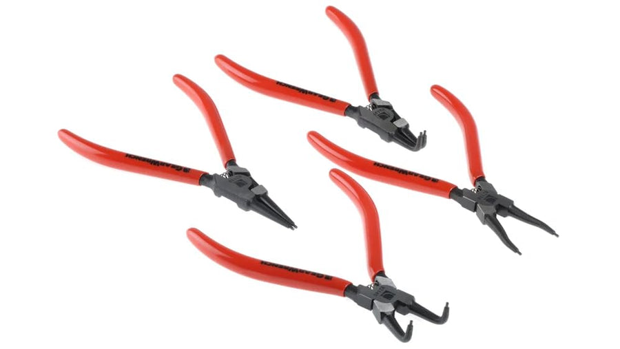 4 Piece GEARWRENCH Fixed Tip Internal & External Snap Ring Plier Set, 7" - 82150, Red