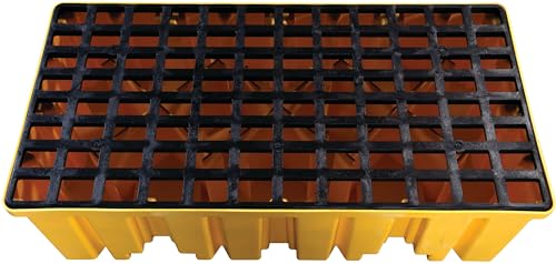 2 Eagle Drum Spill Containment Pallet with Forklift Pockets, 51.5"x26.25"x13.75", 66 Gallon Sump, 4,000 lbs. Load Capacity Secondary Containment Pallet, Made in USA, Yellow, 1620