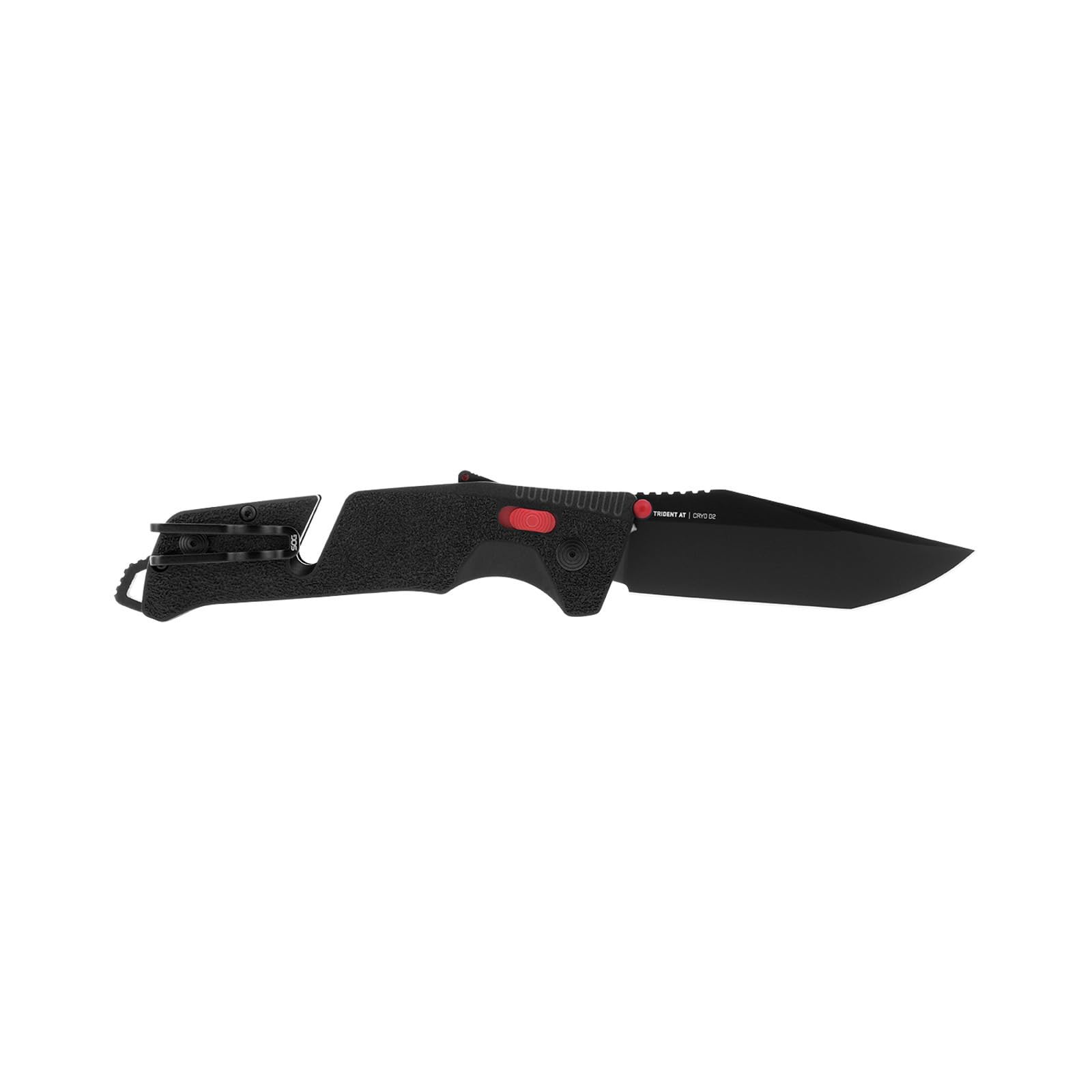 SOG Ambidextrous Trident at Professional Tanto Folding Knives | Heat-Treated CRYO D2 3.75" Stainless Steel Blade, Black/Red