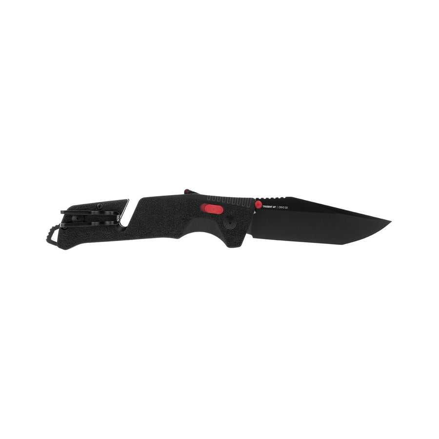 SOG Ambidextrous Trident at Professional Tanto Folding Knives | Heat-Treated CRYO D2 3.75" Stainless Steel Blade, Black/Red