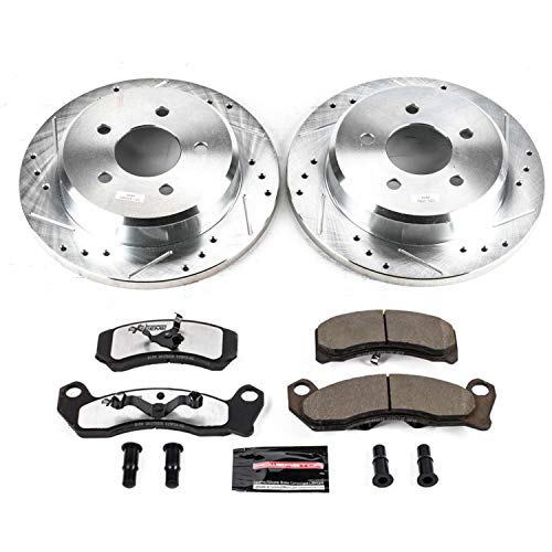Power Stop K3021-26 Z26 Carbon Fiber Brake Pads with Drilled & Slotted Brake Rotors Kit For Ford Mustang 1993 [Model Specific]