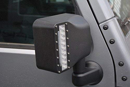 Mirror Cover with Auxiliary Lights DV8 Offroad for 07-18 Wrangler JK | Integrated LED Lights and Turn Signal Lights | Replacement Cover | Sold as Pair | BCM27W3W