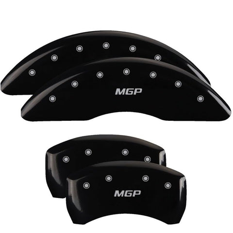 MGP 41115SMGPBK Caliper Covers Black Powder Coat Finish, Silver Characters, Set of 4