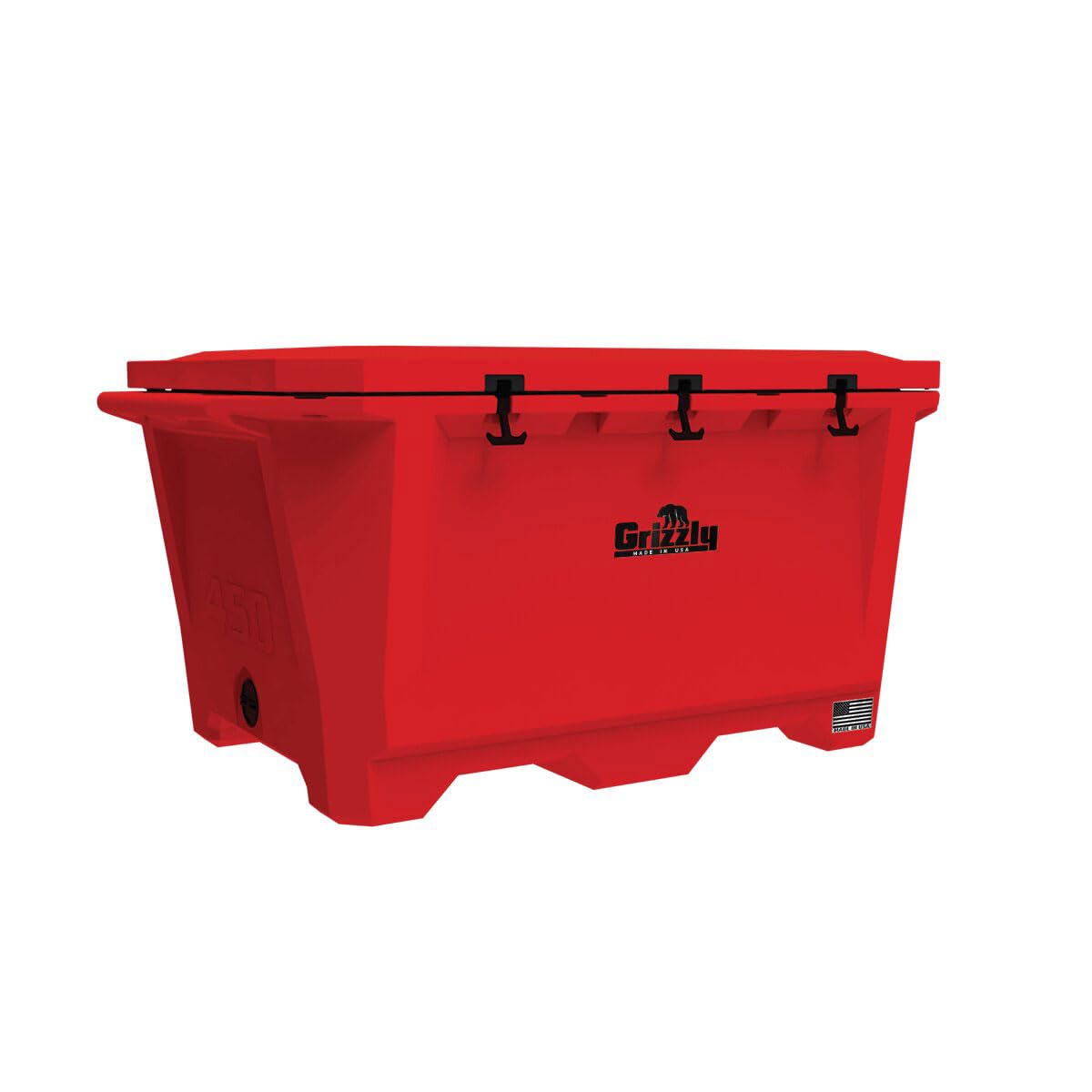 450 Cooler Grizzly | 450 qt Ice Chest Durable Rotomolded Insulated | Made in USA | Warranty for Life | for Cold Plunge Ice Bath Camping Fishing Hunting | G450 | Red