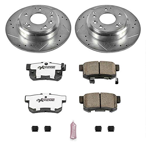 Power Stop K709-26 Z26 Carbon Fiber Brake Pads Rear with Drilled & Slotted Brake Rotors Kit For Acura RL 1996-1998, Honda Odyssey 1995-1998, Isuzu Oasis 1996-1999 [Model Specific]