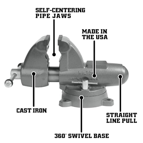 5" Jaw Width Wilton Pipe & Bench Vise, 7" Max Jaw Opening, 5-5/16" Throat (Model C-2)