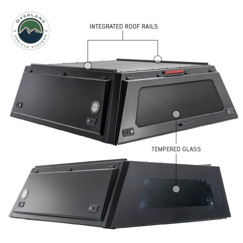 Truck Cap Overland Vehicle Systems Expedition W/Full Wing Doors, Front and Rear Windows & 3rd Brake Light Full Bolt On (Suitable for Jeep Galdiator 5' Bed 2019-2024)