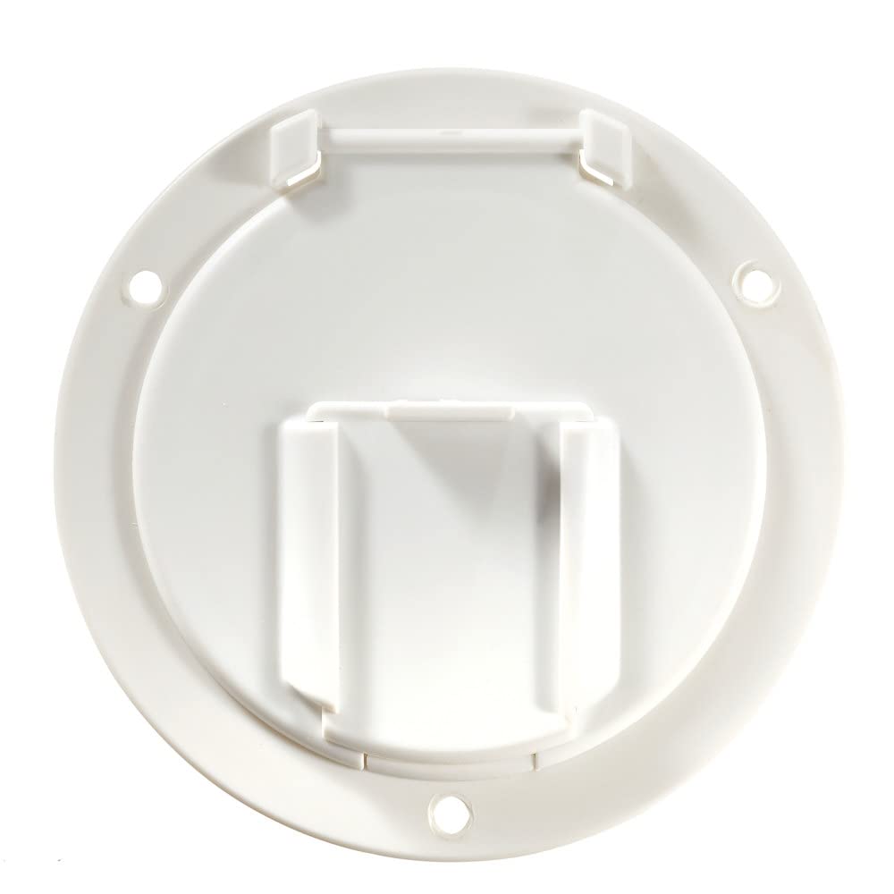 Round Electrical Cable Hatch RV Designer B130, Low Profile, 4.6 inch Diameter, Polar White