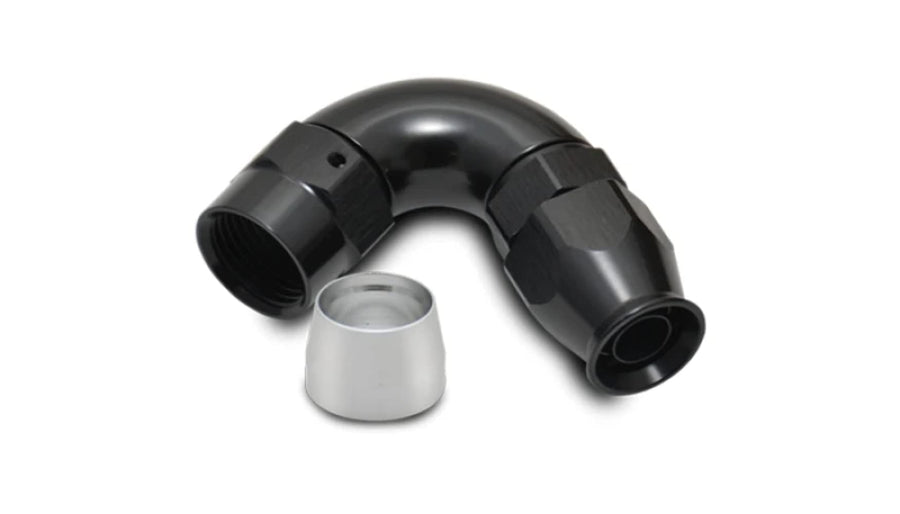 28206 Vibrant Power Fitting, Hose End, Full Flow, PTFE, 120 Degree, Reusable, 6AN Hose, 6AN Female Thread, Aluminum, Black Anodized, use with Vibrant 18000 series PTFE Lined Flex Hose, each