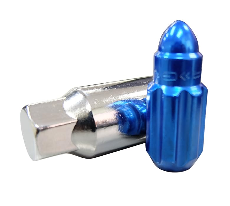 NRG Innovations M12 x 1.5 Steel Lug Nut Set NRG-LN-LS500BL-21 Bullet Shape, Anodized Finish 21 Pc Blue with Lock Key