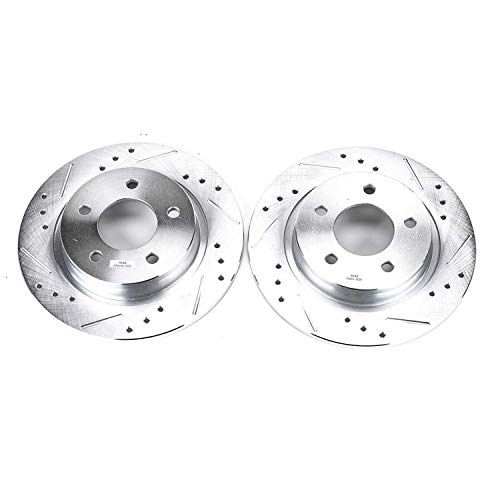 Rear Power Stop JBR1116XPR Drilled & Slotted Rotor Pair For Mazda 3 2004-2013 [Model Specific]