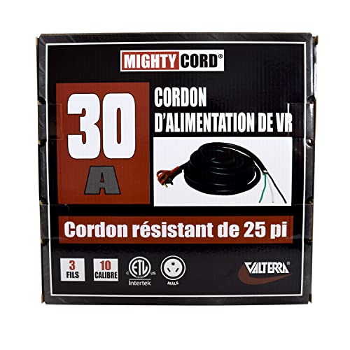 A10-3025END Mighty Cord RV Power Cord 25', One End for Hard Wiring