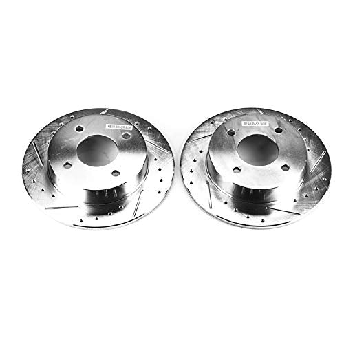 Power Stop Rear JBR504XPR Drilled & Slotted Evolution Rotor Pair For Nissan 240SX 1989-1998 [Model Specific]