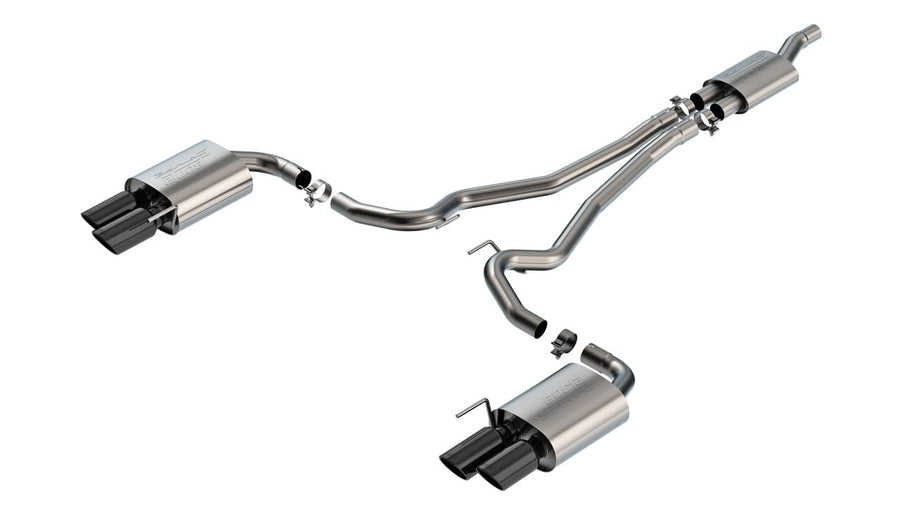 Borla 2.3L Ecoboost 2024 Ford Mustang Black Chrome S-Type Catback Exhaust w/ Quad Tips - Non-Active