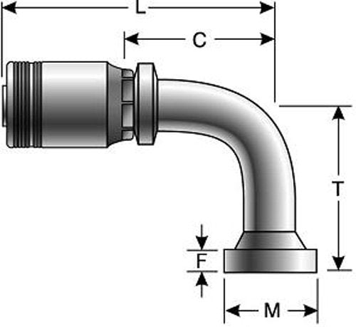 GlobalSpiral Series Gates MAX Pressure Couplings, Code 62 O-Ring Flange Heavy, 90 Degree Bent Tube, 2" ID