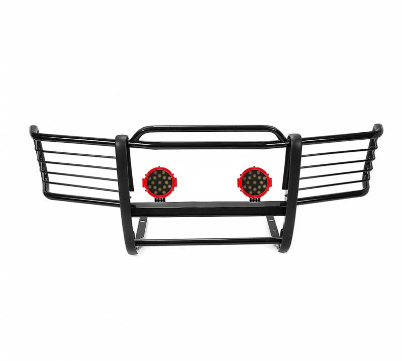 Bumper Guard Modular Black Horse Grille brush W/Set of pair of 7.0"LED Lights Compatible with 95-98 Silverado|99 Suburban 1500|95-99 Tahoe|88-98 Sierra 1500|92-99 Yukon-17GJ23MA-PLR