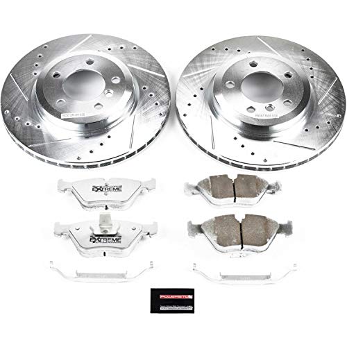 Power Stop Z26 K928-26 Front Carbon Fiber Brake Pads with Drilled & Slotted Brake Rotors Kit For BMW Z4 2006-2008 [Model Specific]