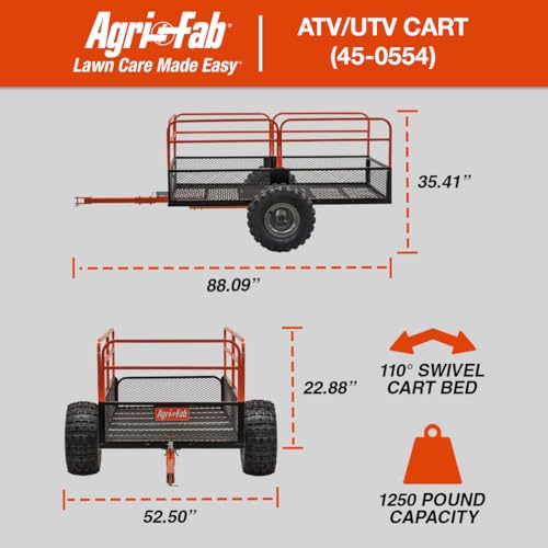 1,250-Pound Agri-Fab Inc ATV/UTV Swivel Steel Dump Cart, Orange/Black