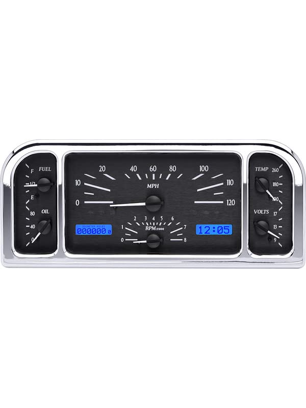 Dakota Digital VHX-37F-K-B Dash Gauge System Compatible with 1937-38 Ford Car Black Alloy Blue Backlighting