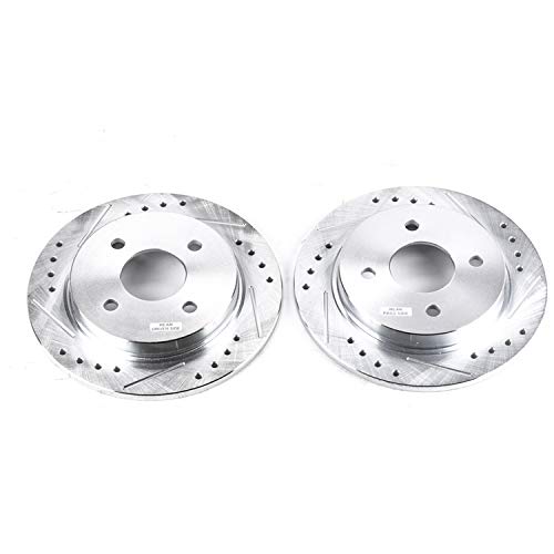 Power Stop Rear AR8163XPR Drilled & Slotted Rotor Pair For Ford Fiesta 2014-2019, Ford Focus 2001-2007 [Model Specific]