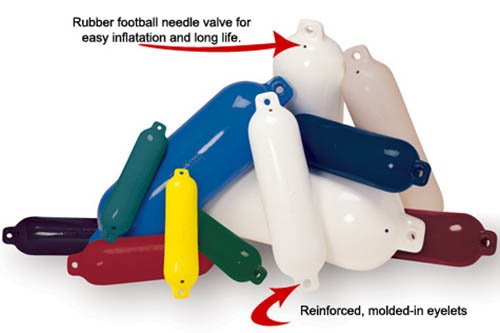 Inflatable Vinyl Boat Fender Taylor Made Products 1021, 4.5 x 16 inch, White