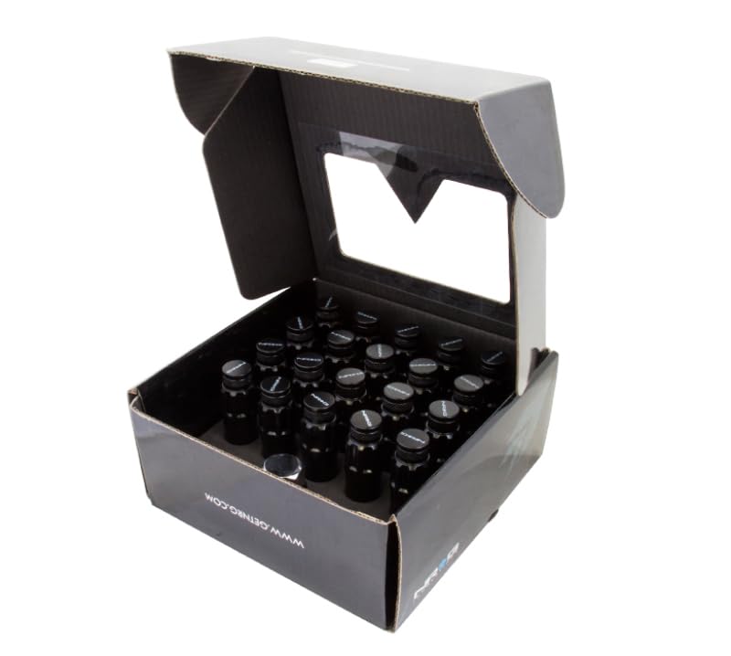 700 Series NRG M12 X 1.5 Steel Lug Nut w/Dust Cap Cover Set 21 Pc w/Locks & Lock Socket - Black
