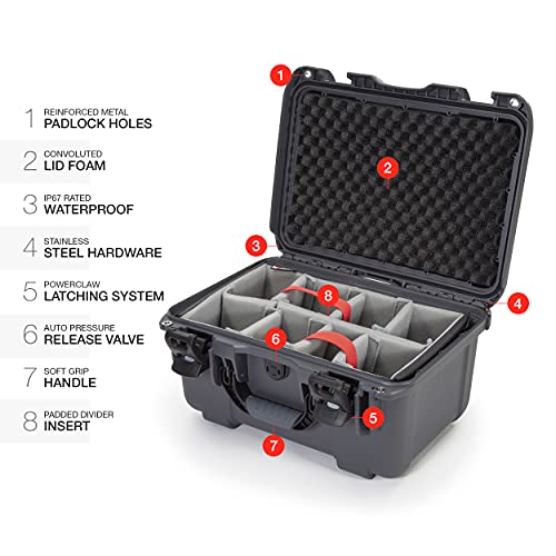 Lightweight Nanuk 918 Waterproof NK-7 Resin Protective Case With Padded Divider, Graphite