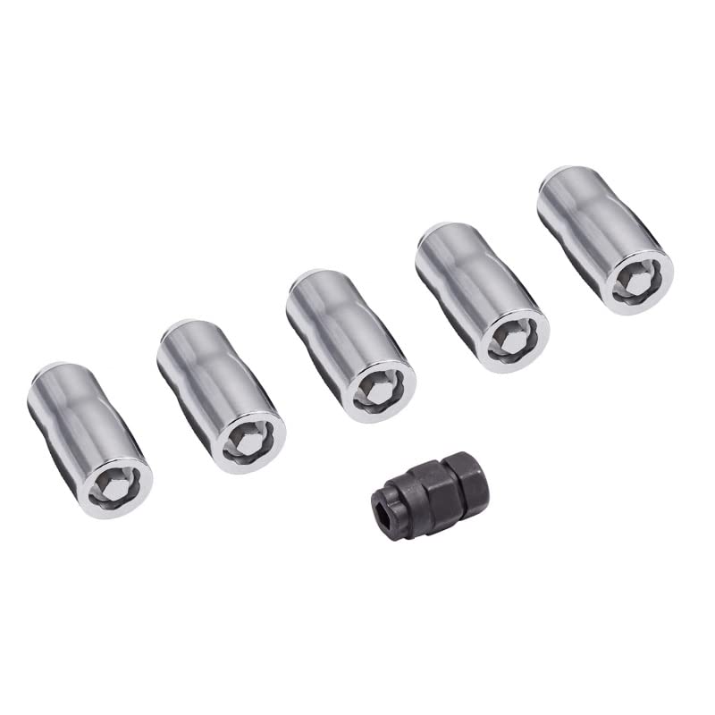 Wheel Lock Nut Set Rugged Ridge 16715.31, 5 Nuts With Key, Chrome, M14-1.5