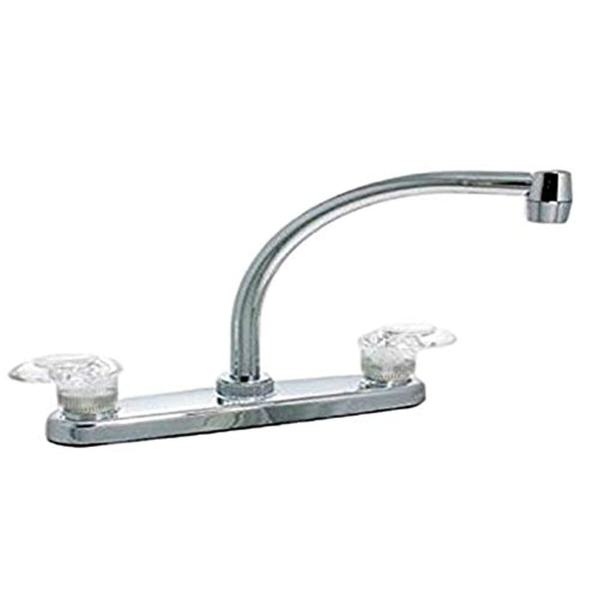 Valterra PF221302 Kitchen Faucet (8" Hi-Arc, 2 Lever, 1/4 Turn, Plastic, Chrome)