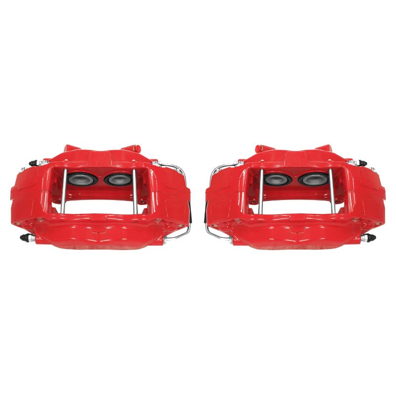 Power Stop S5128 Front Pair of High-Temp Red Powder Coated Calipers For Ford Mustang 2007-2014 [Model Specific]