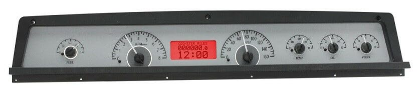 Dakota Digital VHX-71C-CAP-S-R 71-76 Chevy Impala/Caprice Analog Dash System Kit Silver Alloy Red