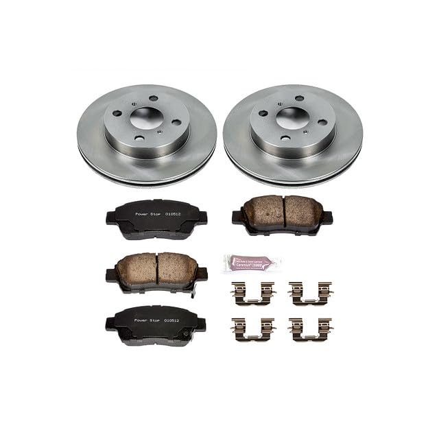 POWERSTOP Autospecialty KOE5223 Front Replacement Brake Kit-OE Brake Rotors & Ceramic Brake Pads For Toyota Echo 2000 [Vehicle Specific]
