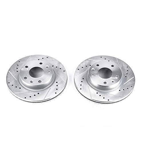 Power Stop Front EBR809XPR Evolution Drilled & Slotted Rotor Pair For Land Rover Freelander 2002-2005 [Model Specific]