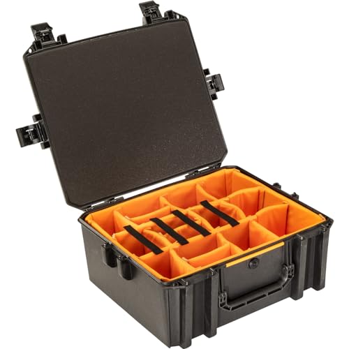 Vault Pelican - V600 Multi-Purpose Hard Case with Padded Dividers for Camera, Drone, Equipment, Electronics, and Gear (Black)