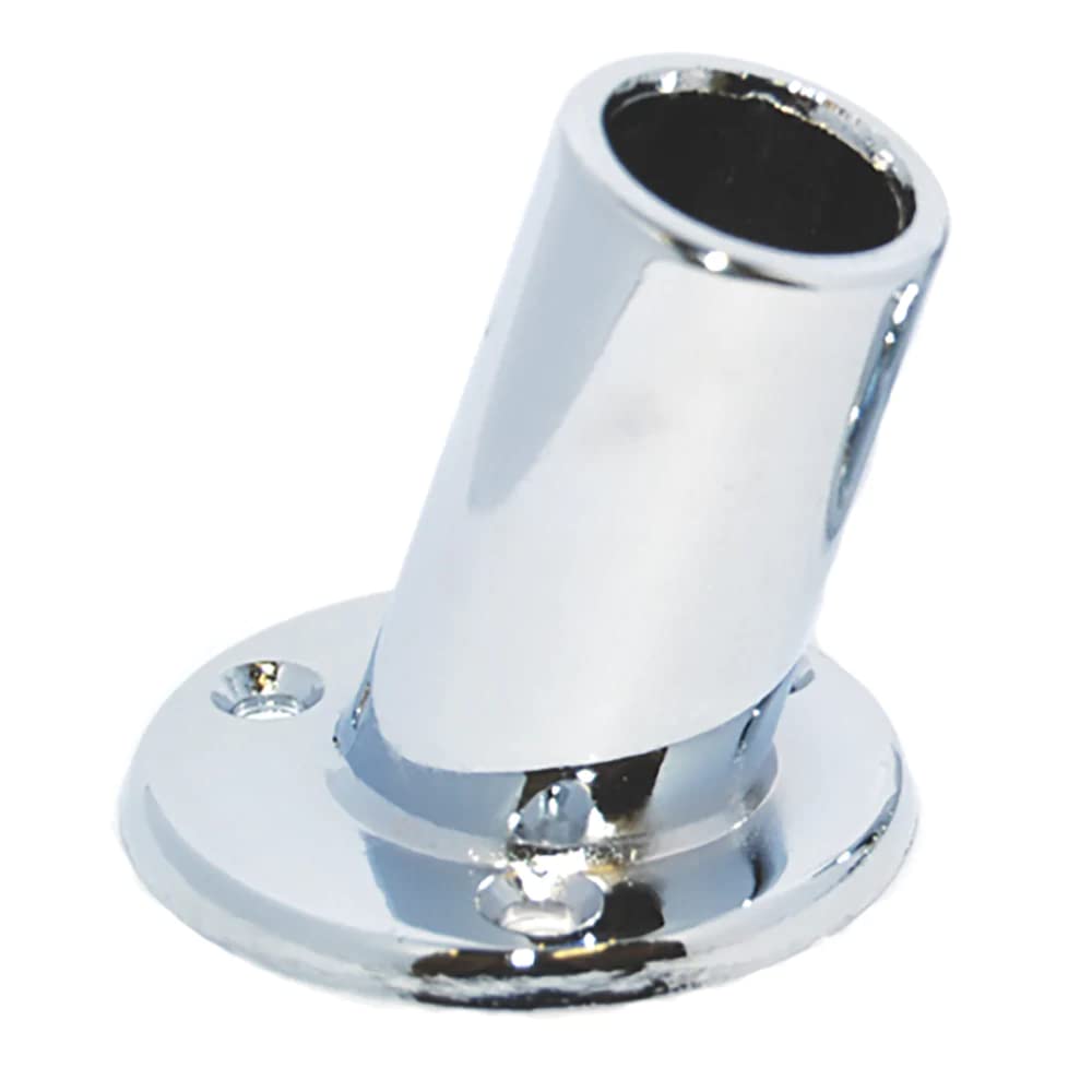 Slanted Flag Pole Socket Taylor Made Products for 3/4" and 1" Diameter Flag Poles, Secures to Gunwale, Triple Chrome Plated, Simple Installation - 962
