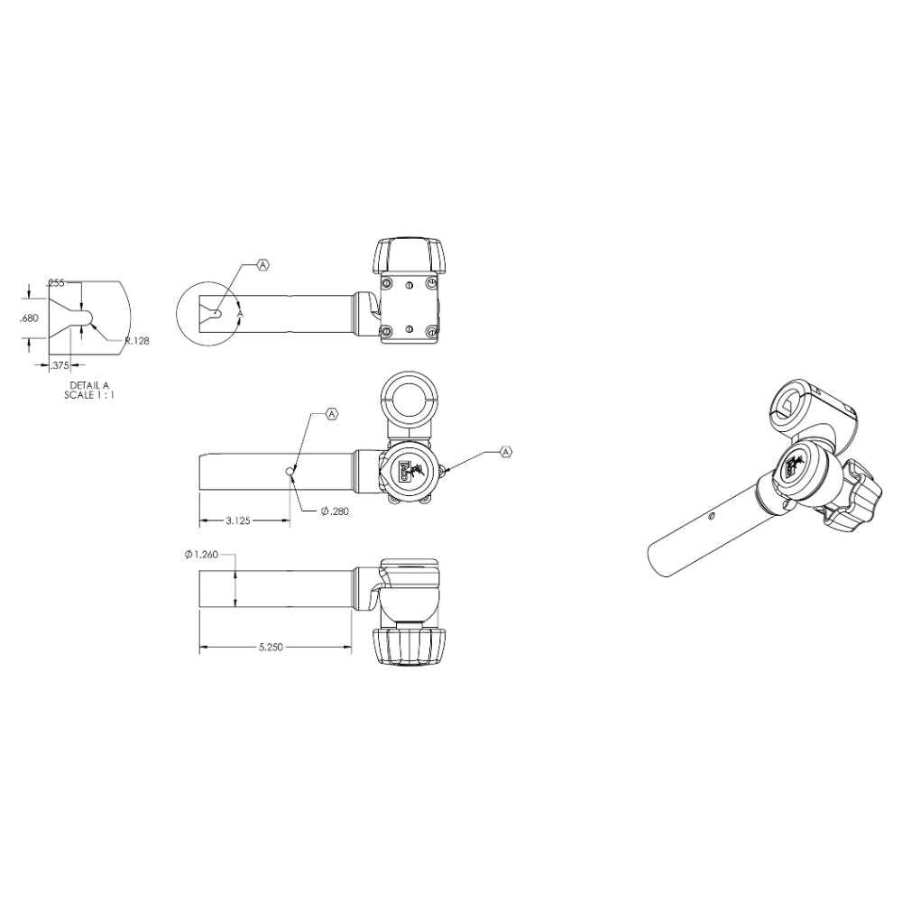 Adjustable TACO Marine T10-3000-7 Clamp-On Pipe Mount for ShadeFin