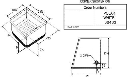 Shower Pan ICON 00463 SP200-24" x 23" x 10", Polar White