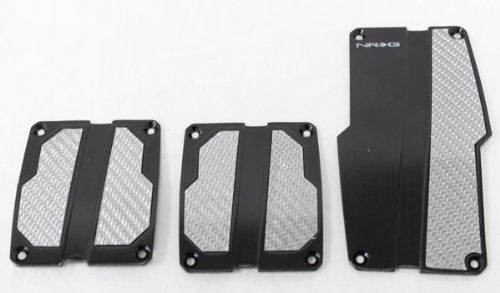 Brushed Aluminum NRG Sport Pedal M/T - Black w/Silver Carbon