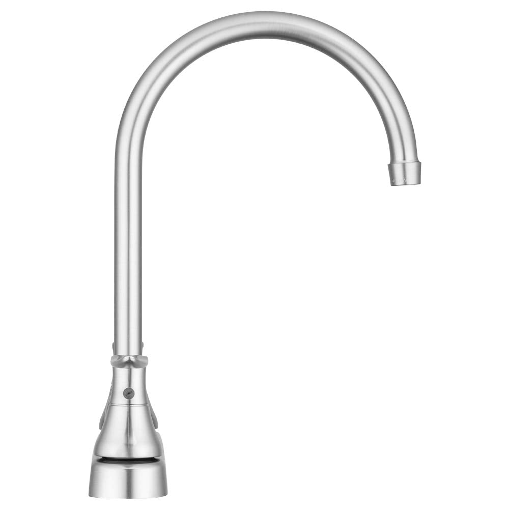 Dura Faucet RV DF-PK330HLH-SN Elegant J-Spout Swivel Kitchen Sink Faucet, Two Handle (Brushed Satin Nickel)