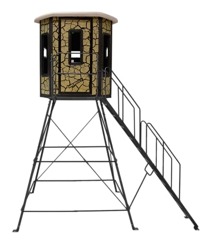 Bull Box Blind Muddy w/Tower Base, Steel Wall Construction, Cracked Mud Camo