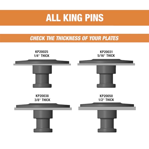 KP20025 Buyers Products Forged Trailer King Pin, 2-Inch, 0.25-Inch Bolster Plate Thickness, Weldable, Strength And Reliability To Your Fifth Wheel, 5th Wheel Accessories