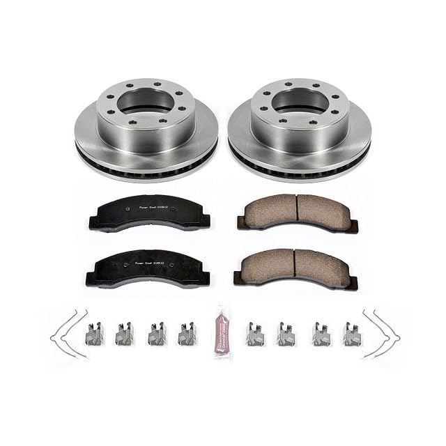 POWERSTOP Autospecialty KOE1905 Front Replacement Brake Kit-OE Brake Rotors & Ceramic Brake Pads For 1999-2004 Ford Excursion F-250 F-350 Super Duty 4WD