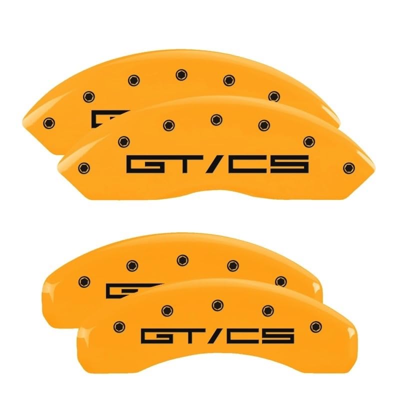 MGP 10202SGTCYL Caliper Covers Mustang GT/CS Yellow Powder Coat Finish, Black Characters, Set of 4