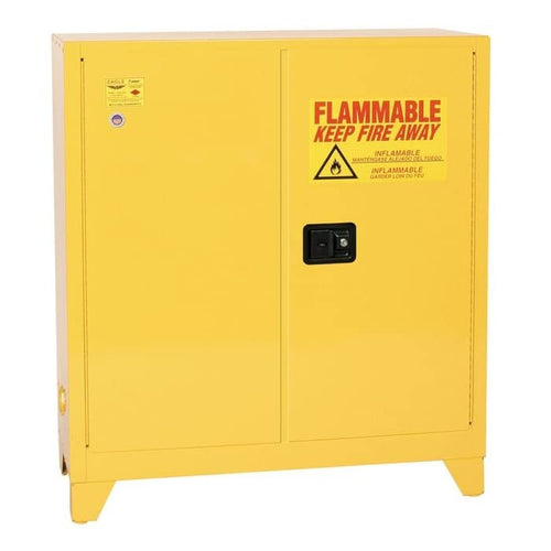 Eagle 30 Gallon Safety Cabinet Flammable Liquid, 1 Shelf, 2 Door, Manual Close, Made in The USA, Yellow, 1932XLEGS