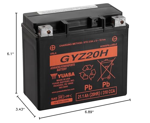 Yuasa GYZ20H YUAM72RGH Factory Activated GYZ H Series AGM Battery