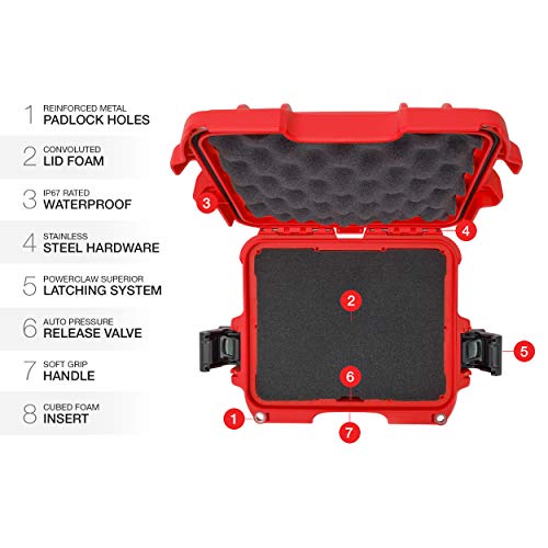 Red Nanuk 905 Waterproof Hard Case with Foam Insert